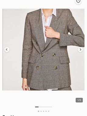 Zara Double-Breasted brown Glen Plaid Blazer size M